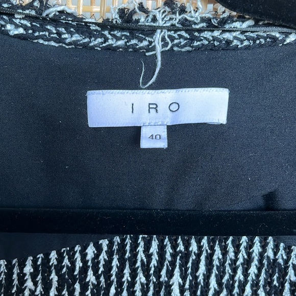 IRO Azure Striped Stretch Tweed Jacket in Black/Ecru - Picture 6 of 12